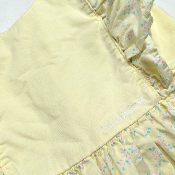 Vintage Oshkosh Bgosh Dress Girls Size 6 Yellow Floral Flutter Pinafore - Picture 2 of 5